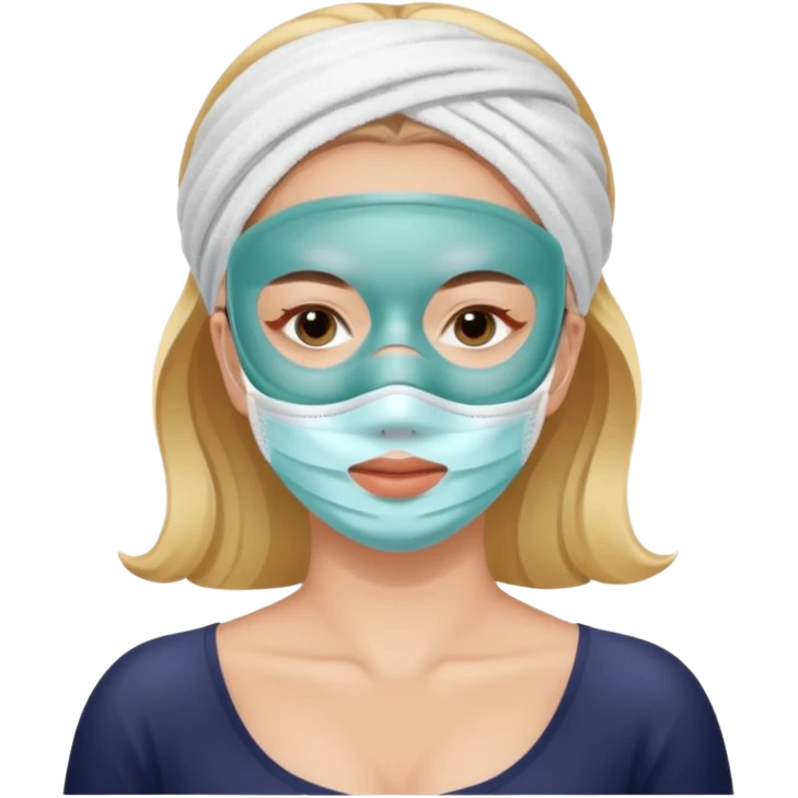 Lady with face mask spa beauty full face relaxing emoji