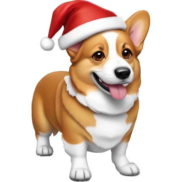 Corgi wearing Santa hat emoji