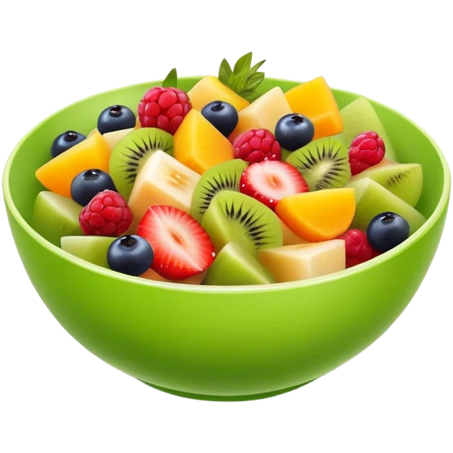 small green bowl of Fruit salad emoji