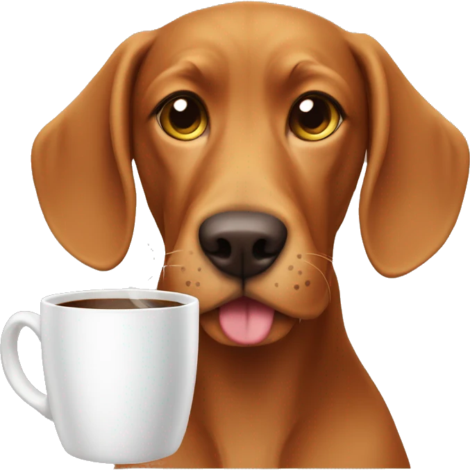 Vizler dog with a cup of coffww emoji
