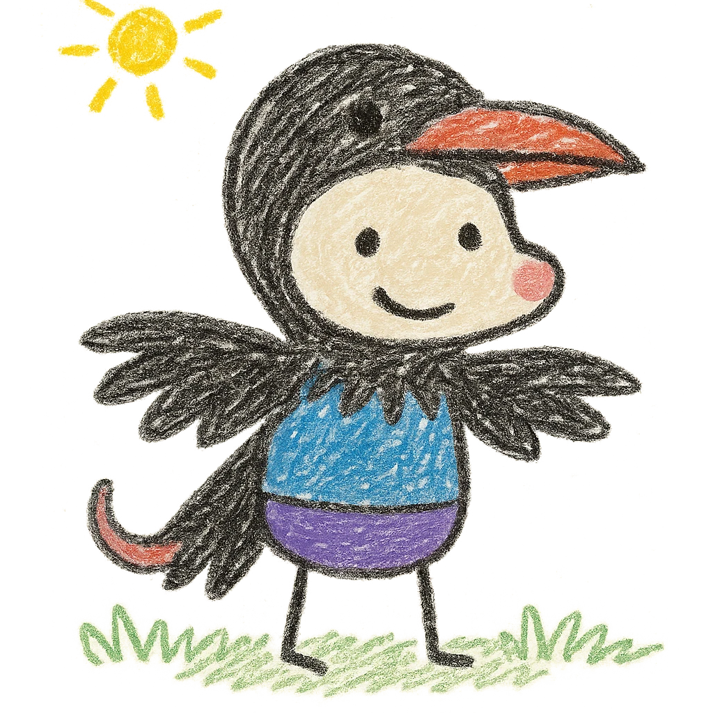 cute cartoon possum dressed up like a crow emoji