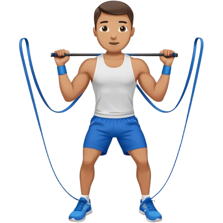 fit man with blue shorts resistance bands exercises emoji