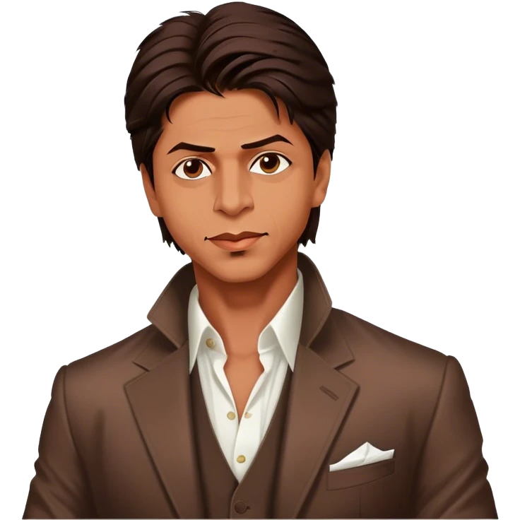 Cinematic Realistic portrait of Shah Rukh Khan, portrayed as a charismatic film star with expressive features and stylish contemporary attire, rendered in rich, dynamic lighting that captures his magnetic presence emoji