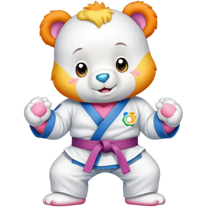 Care bear wearing a jiu jitsu gi emoji