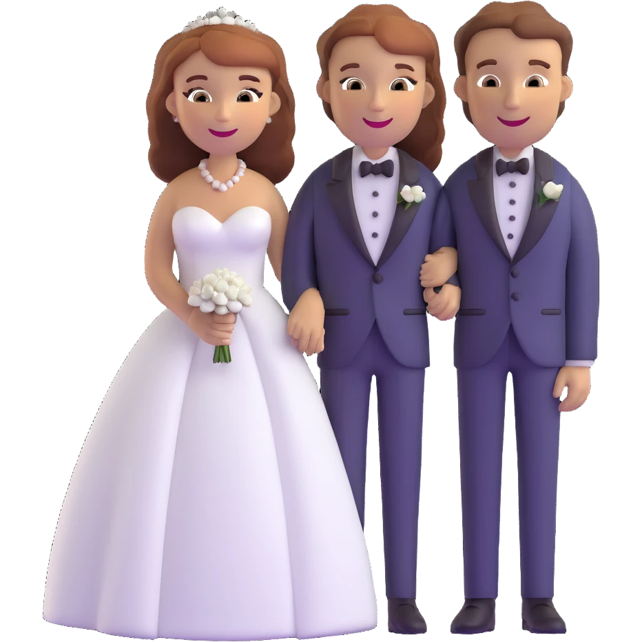 wedding couple with white man with brown hair and white woman with light ginger hair emoji