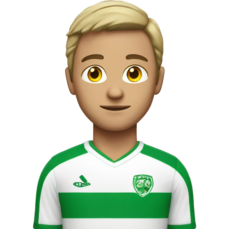 white man green eyes wearing red soccer jersey emoji