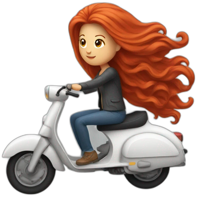 Red hair woman on a mobylette emoji