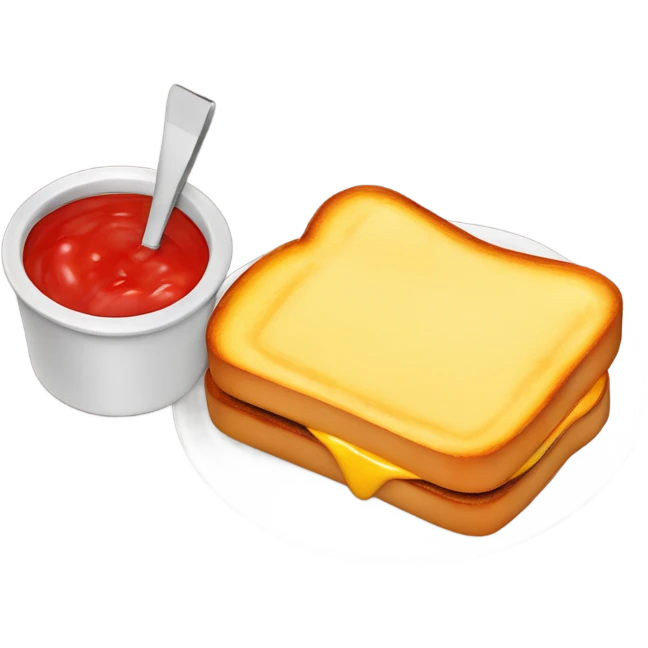 (Grilled cheese sandwich) with a side (ramekin of ketchup) emoji