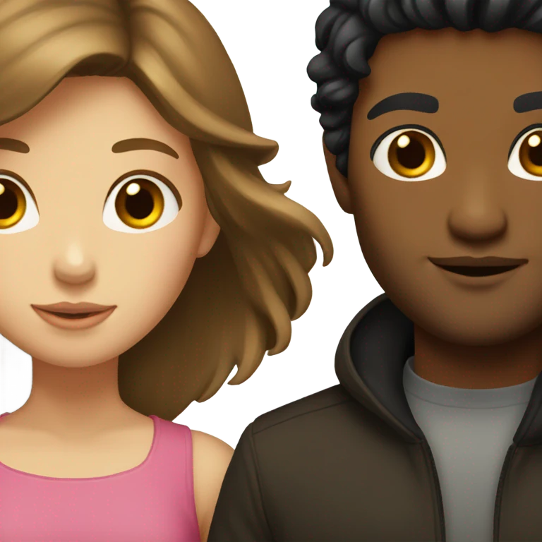 Long brown haired girl with black haired man emoji