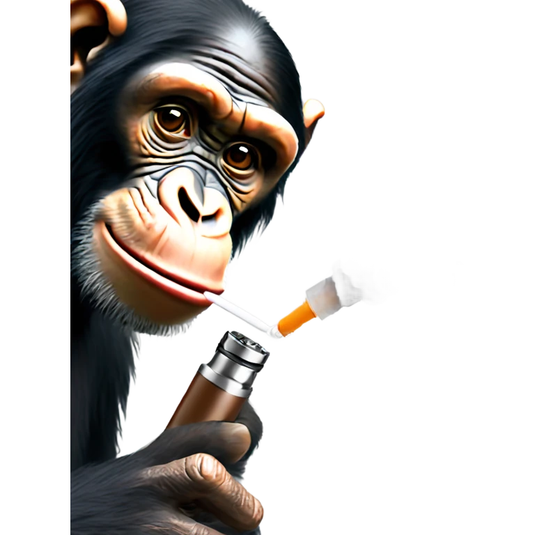 Chimpanzee hitting a vape mod emoji