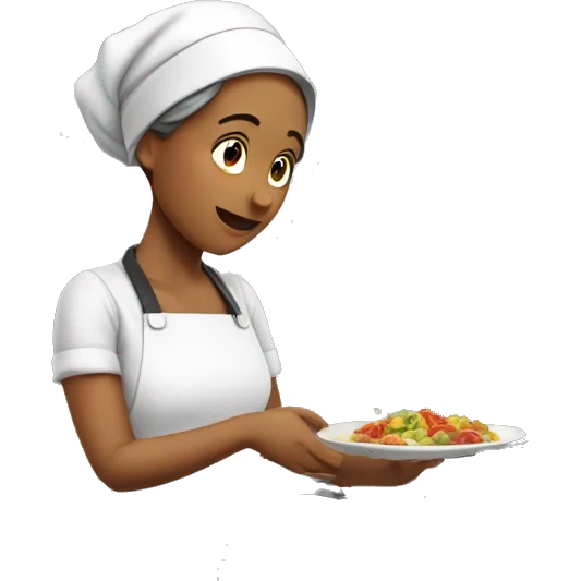 Cocinera enseñando un plato  emoji
