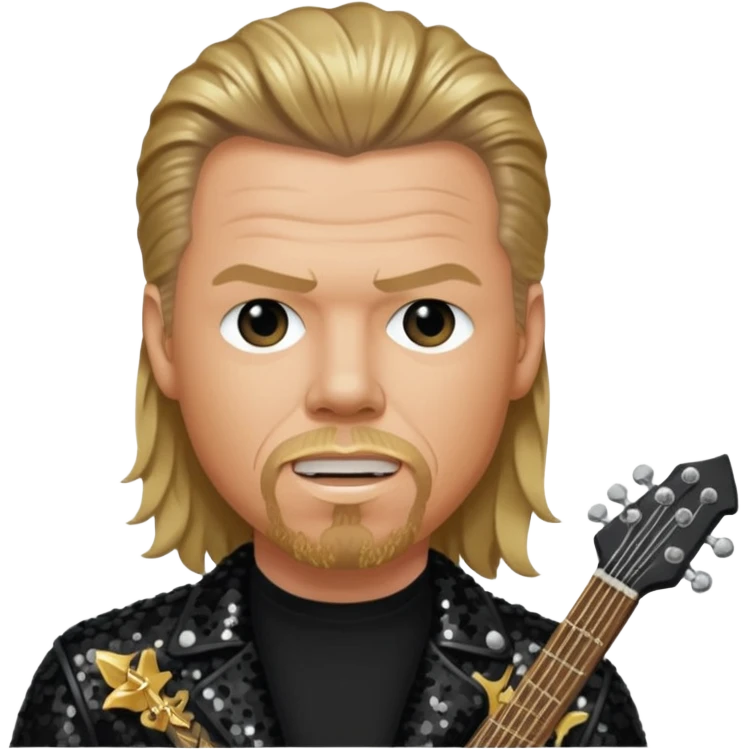 James Hetfield with long dark blonde hair, black sequin outfit  emoji