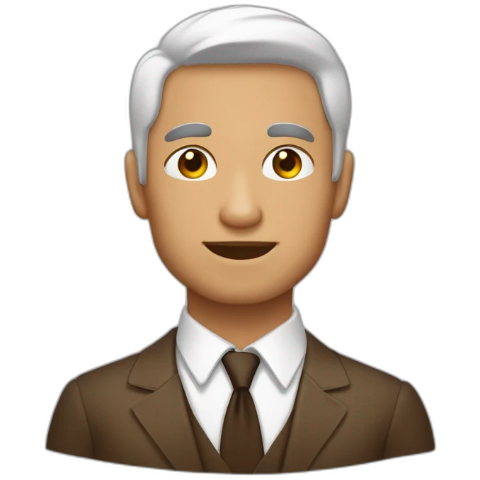 hombre blanco y joven de ojos marrones y tupé castaño emoji