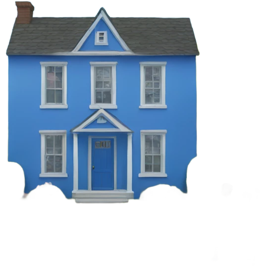 Blue house with people outside emoji