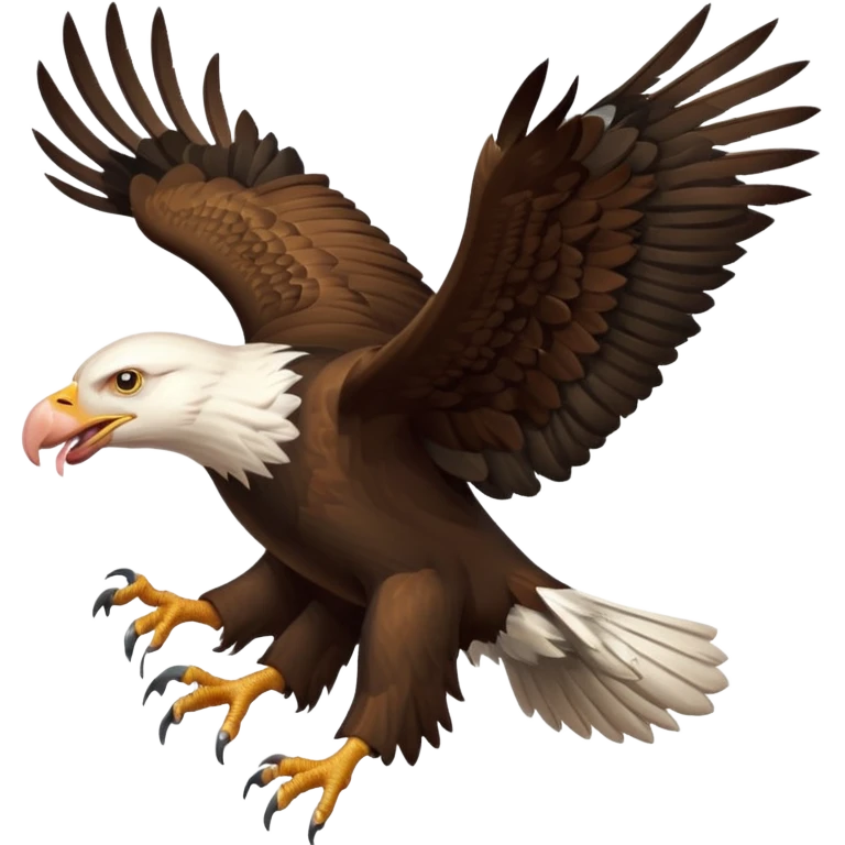 A regal flying bald eagle stealing a pig and bacon  emoji