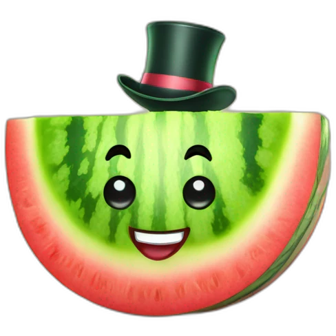 Happy Watermelon slice wearing a top hat emoji