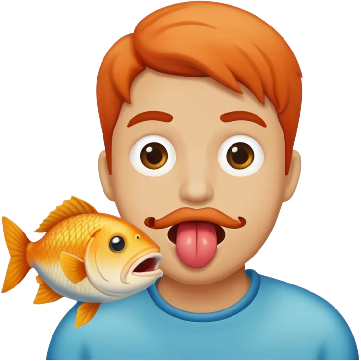 silly fish in humans mouth  emoji