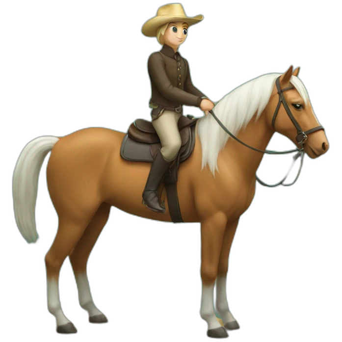 cat on a horse with a fish in hand emoji