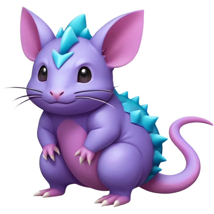 lush warm-colored colorful neon-colored Fakémon-Nidorino-Rattata-creature (full body) emoji