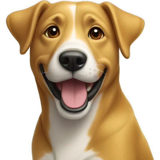 happy dog poses under tree emoji
