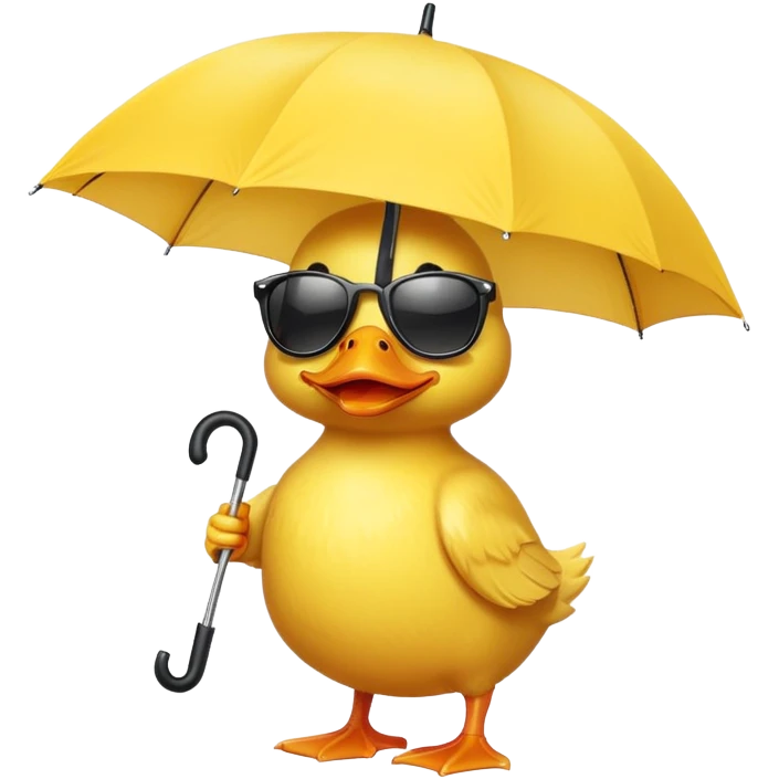 pato bonito con gafas de sol y paraguas  emoji