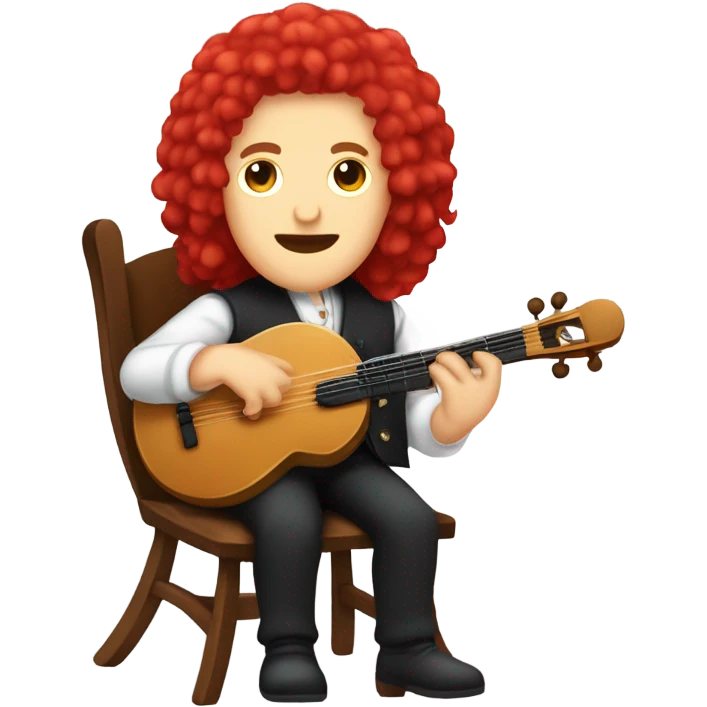Antonio Vivaldi composer Red wig old chibi sitting chair banjo emoji