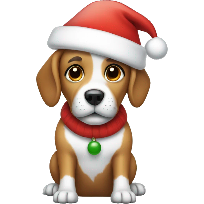 Dog wearing a santa hat emoji
