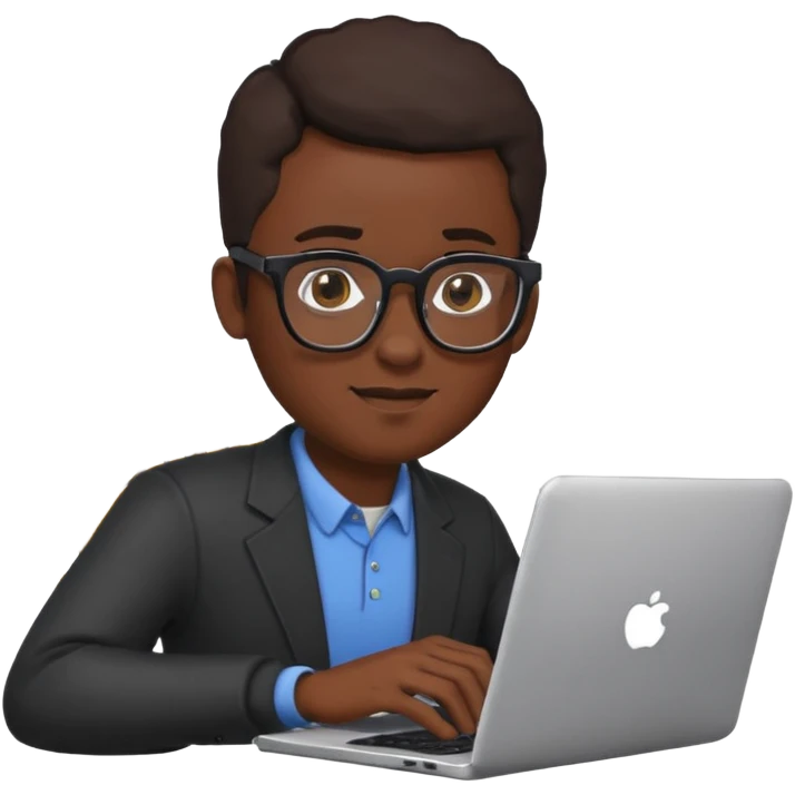Black man with glasses typing on a laptop, emoji style emoji