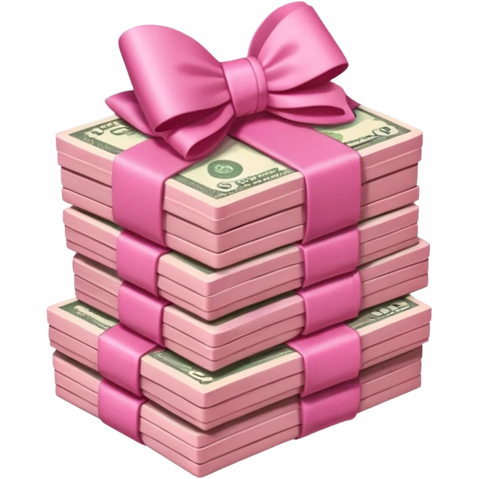 I want a stack of pink money with a bow on top  emoji