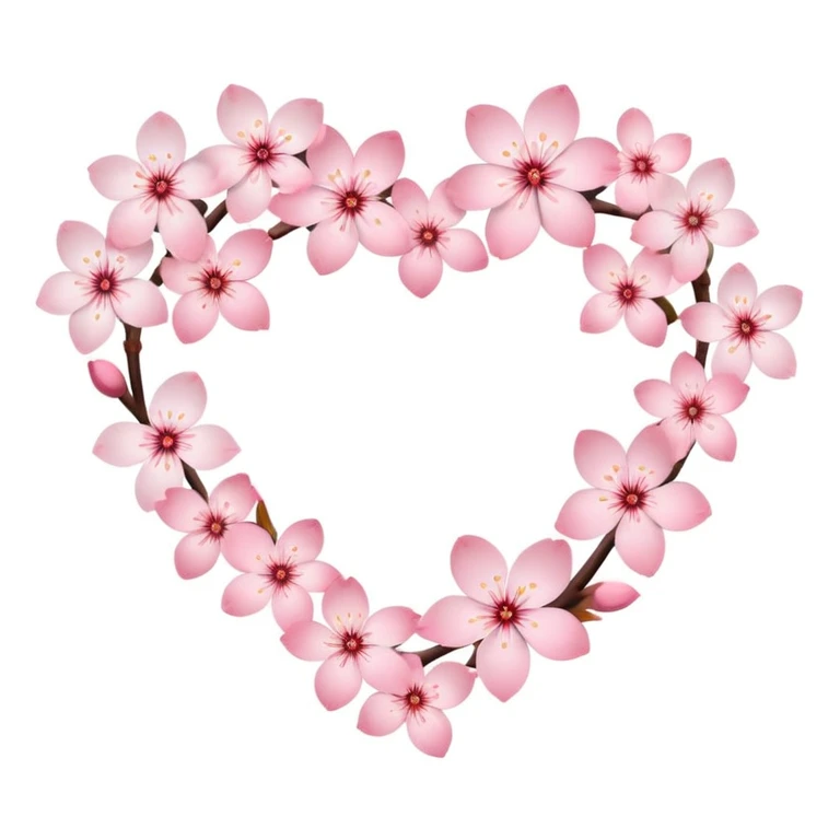 sakura cherry blossom themed heart emoji