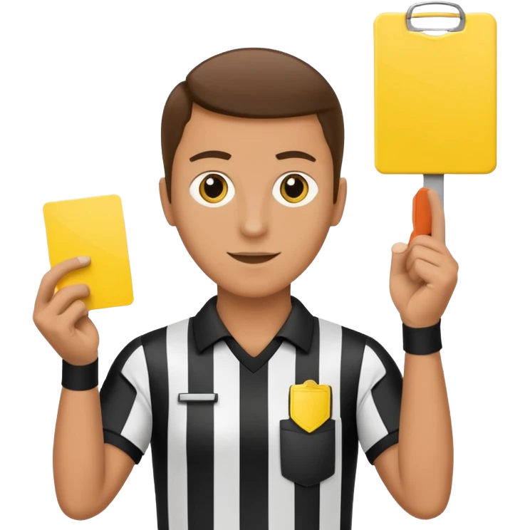 Эмодзи с изображением руки футбольного судьи, в которой жёлтая карточка из футбола emoji