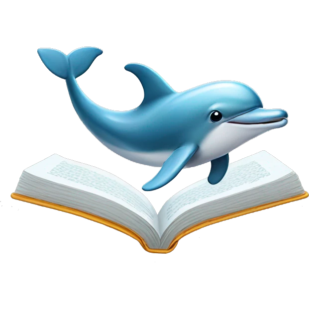 dolphin reading book emoji