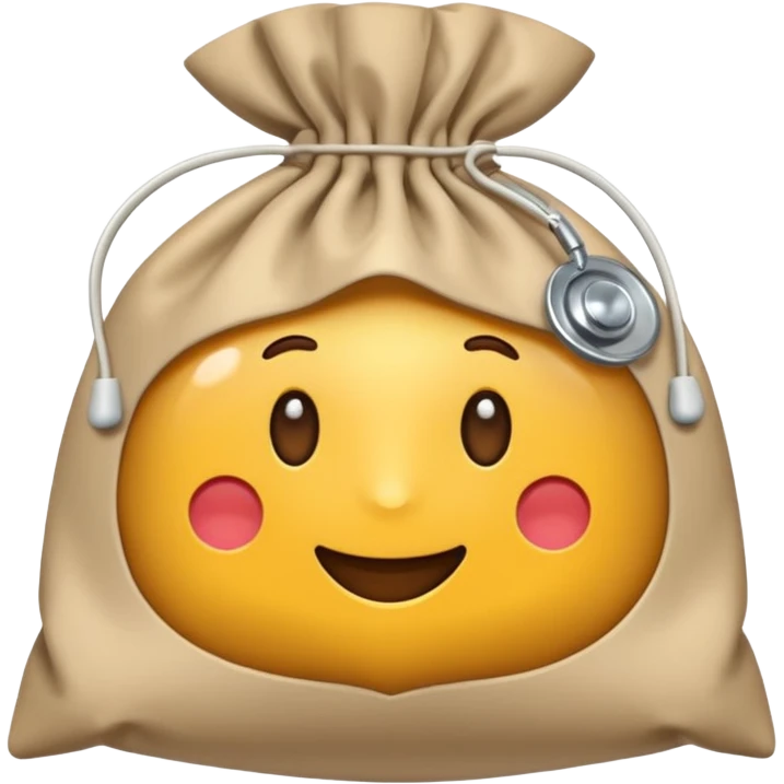 stomabeutel: ein medizinischer beutel in beige, der eine öffnung auf klevverschluss hat emoji