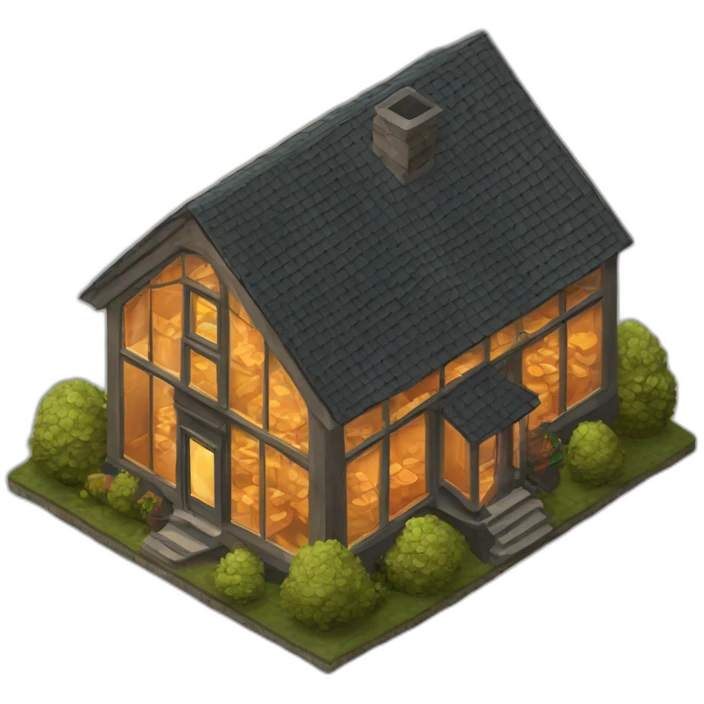 Whiskey glass house isometric emoji