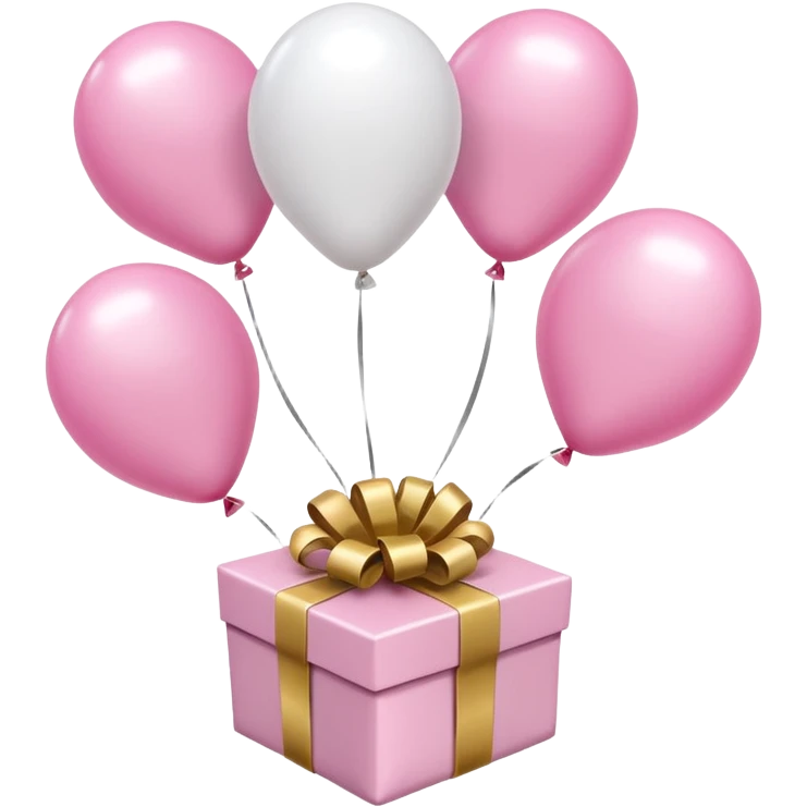 Please make light pink and white balloons, several of them, and tie them to a gift. emoji