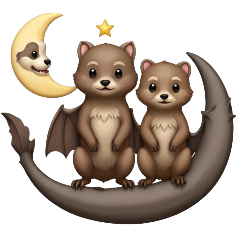 Bat and otter with moon emoji