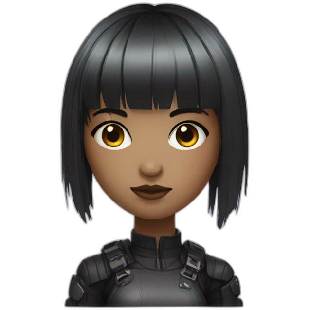 cyberpunk girl with bangs and black hair emoji