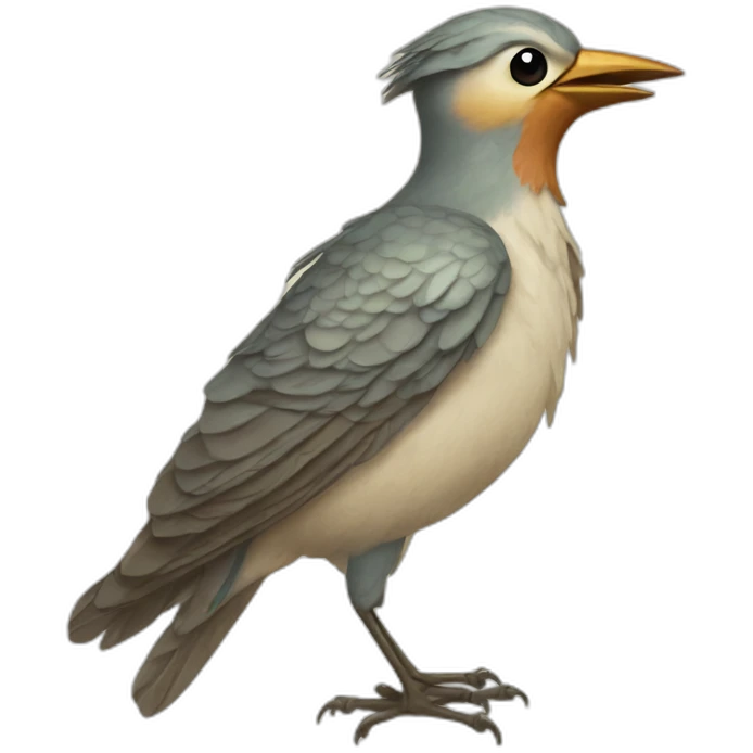 Cuckoo bird wearing a vintage dress emoji
