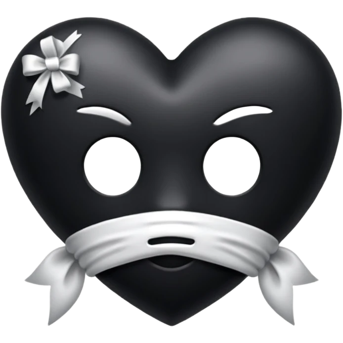 Coração preto com laço branco  emoji