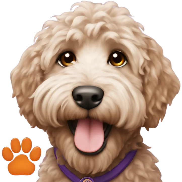labradoodle wearing Clemson baseball cat emoji