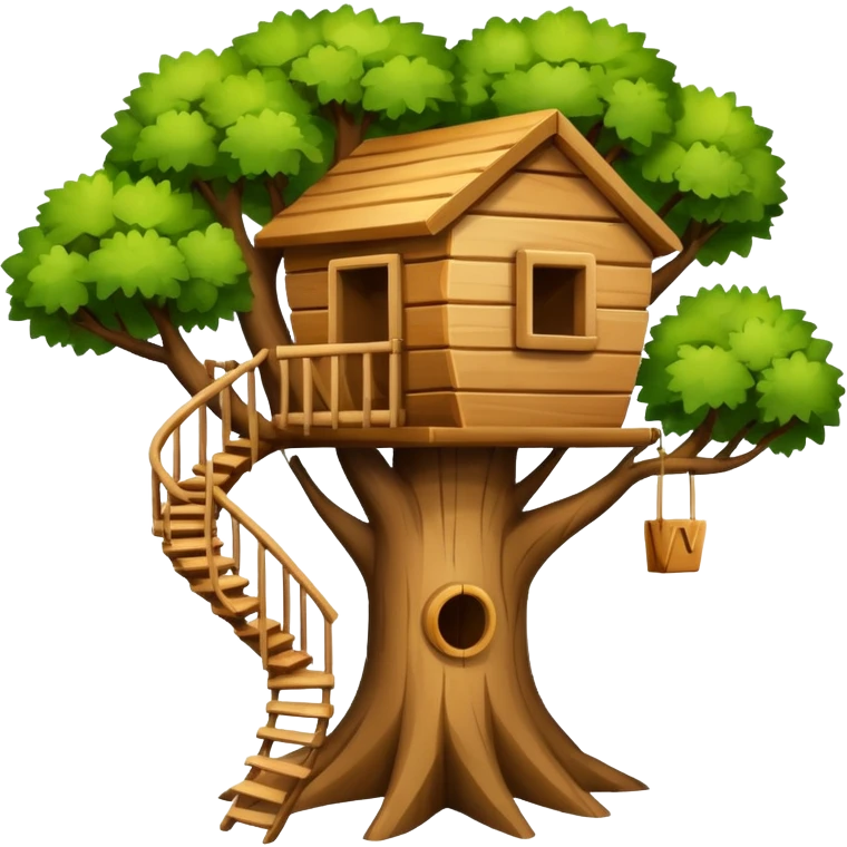 letter W on a treehouse in a tree emoji