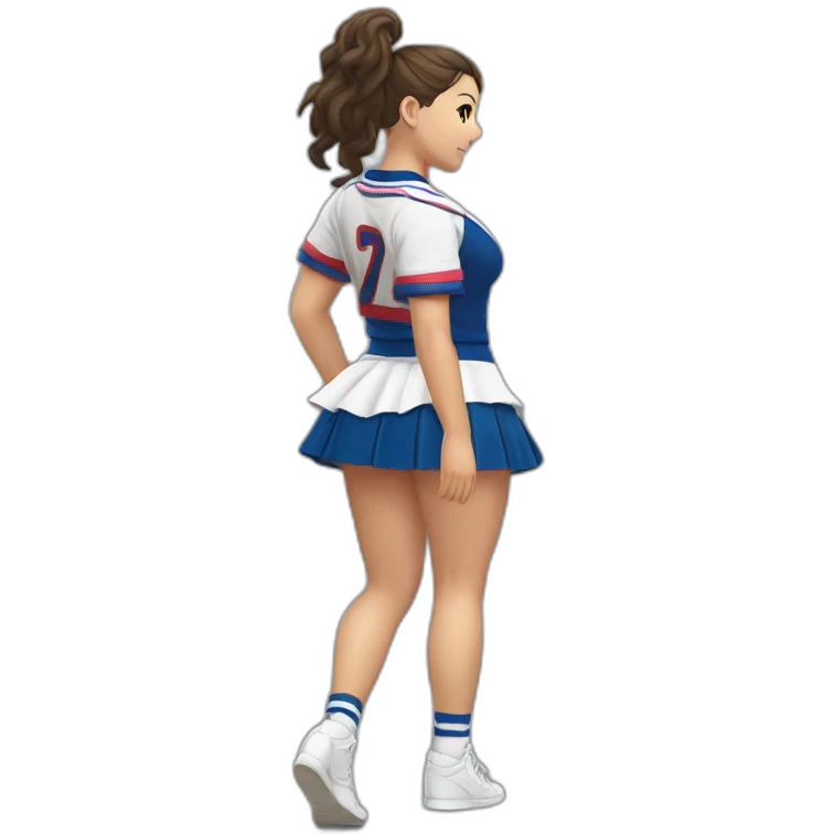 Back view Full body curvy beauty cheerleader short skirt skirt dancing kankan emoji
