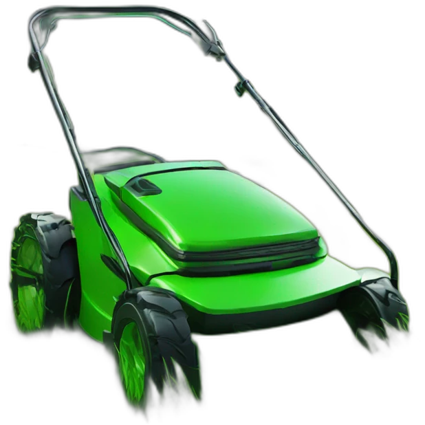 big green eye with autonomous lawnmower reflected emoji