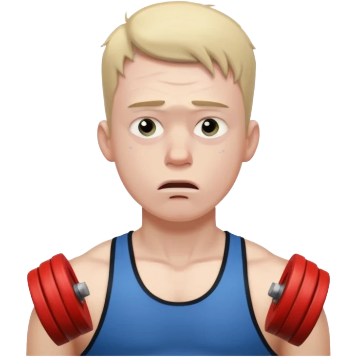young sad guy breathing hard in gym  emoji