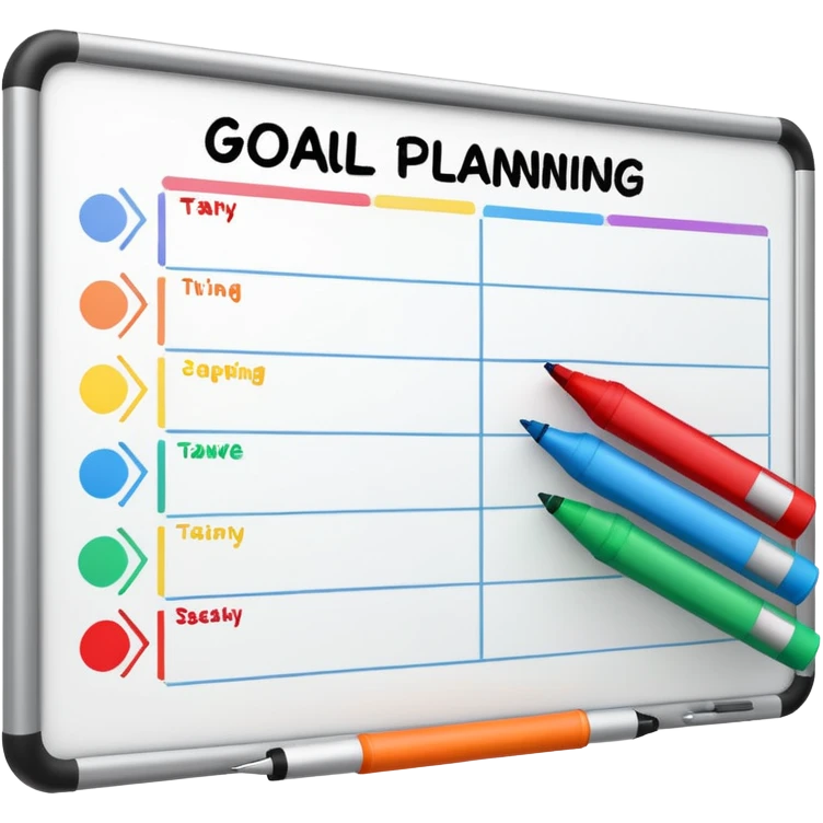 Goal planning on a white board emoji