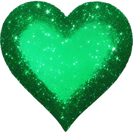 Emerald green glitter heart emoji