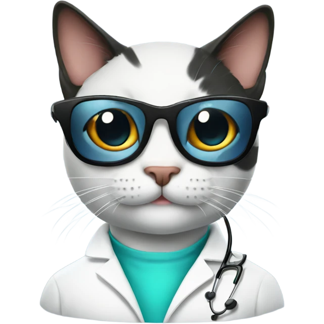 happy doctor cat wearing black sunglasses emoji