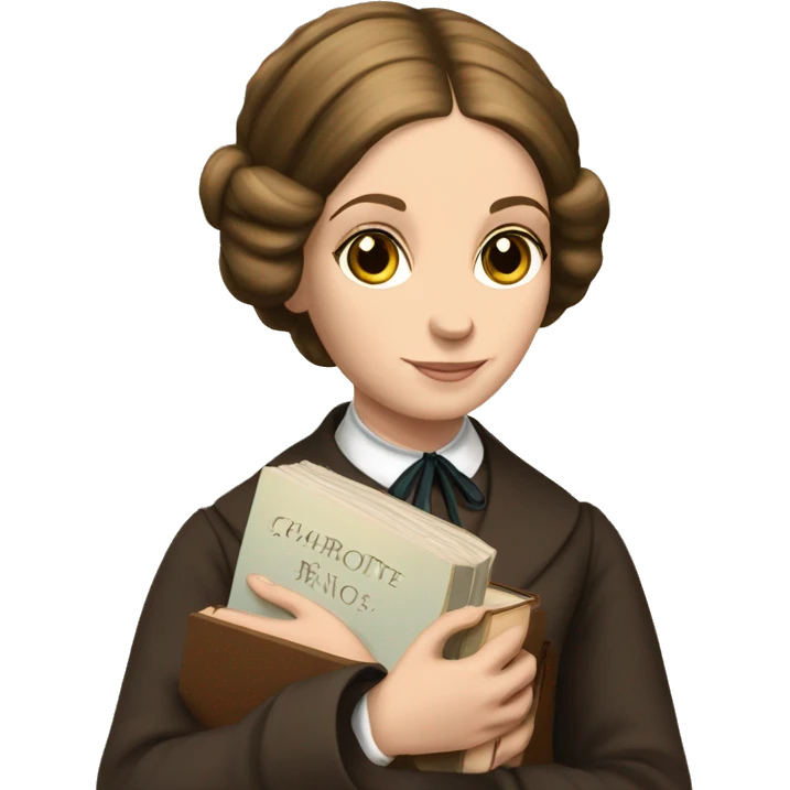 Charlotte Bronte holds a book in her hand emoji