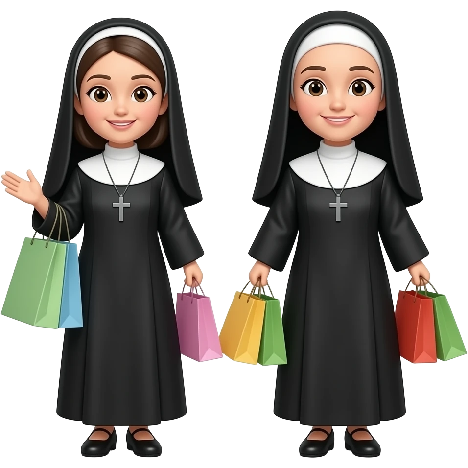 Nun and me shopping emoji