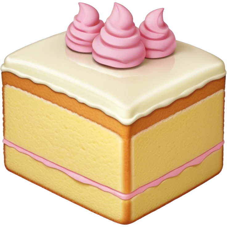 slice of sponge cake, with minimal pink emoji